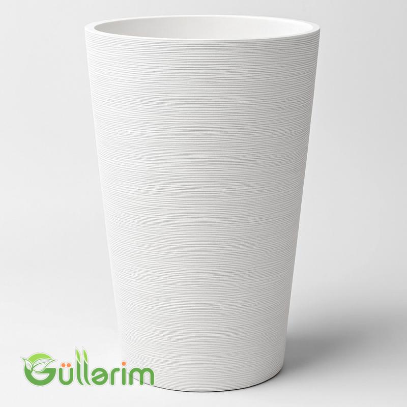 Zolaqlı Ağ Dekorativ Plastik Dibçək