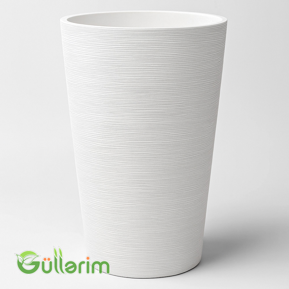 Zolaqlı Ağ Dekorativ Plastik Dibçək