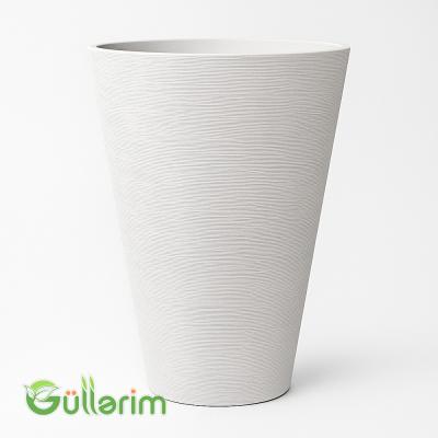 Zolaqlı Ağ Dekorativ Plastik Dibçək