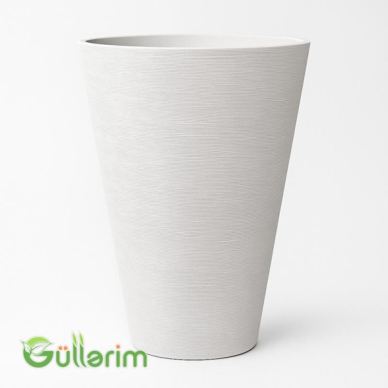 Zolaqlı Ağ Dekorativ Plastik Dibçək