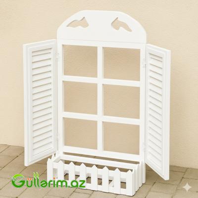 Taxta Pəncərə Formalı Dekorativ Dibçək (Əl işi)