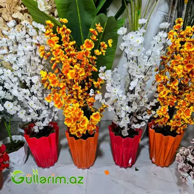 Süni Sakura və Şaftalı Çiçəyi Dibçək Gülləri